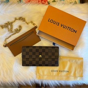 Authentic Louis Vuitton Damier Ebene Sarah Wallet